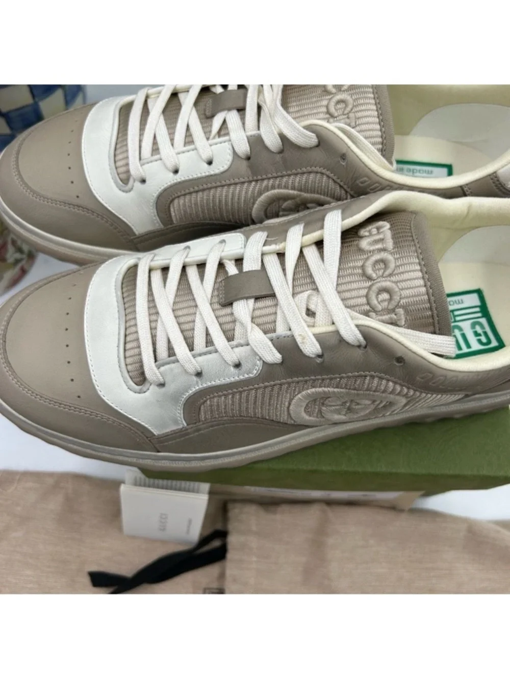 Men’s Gucci MAC 80 low top leather sneakers size 11 fits 11.5 US made in Italy